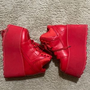 Red YRU platforms sneakers